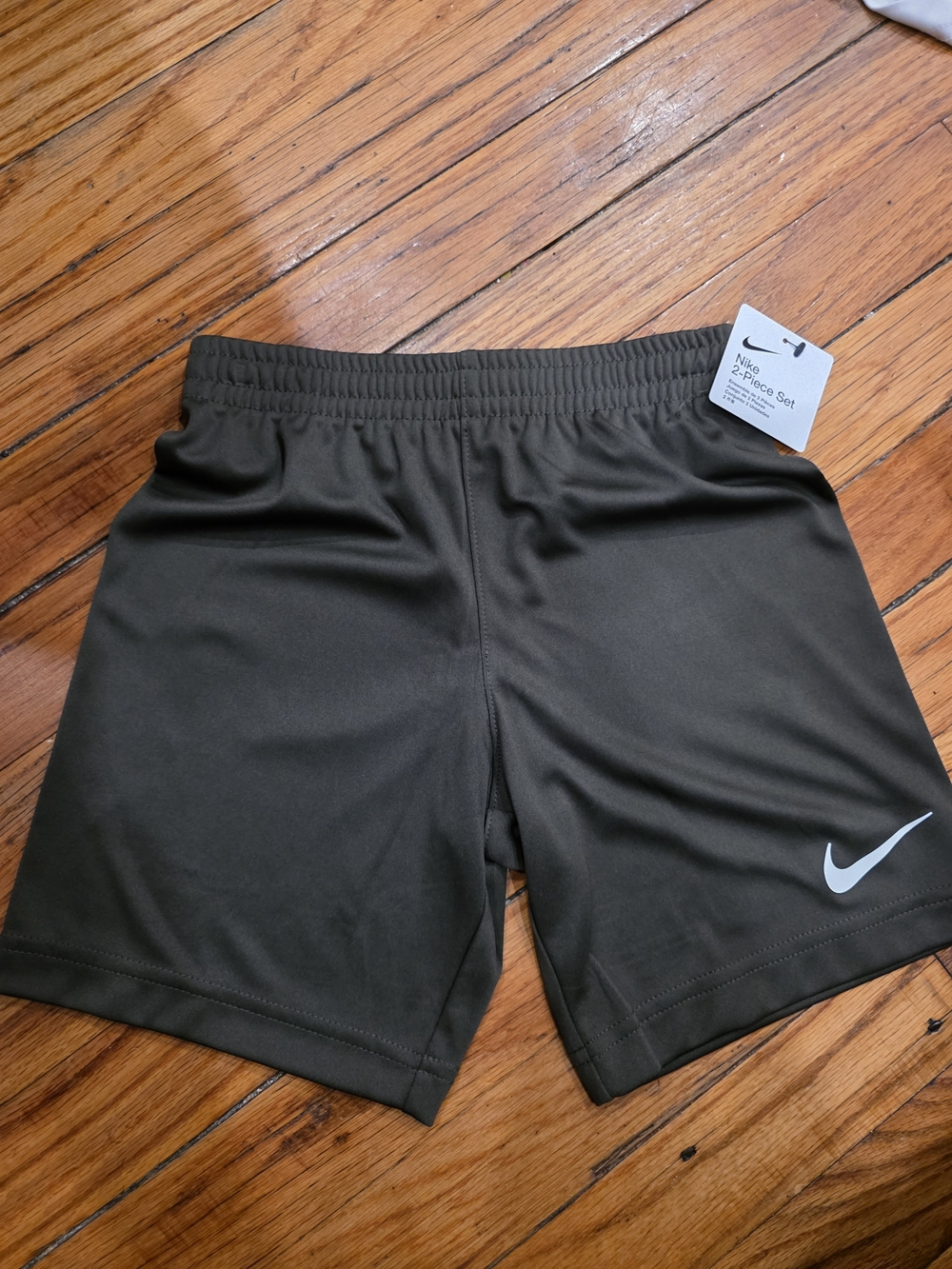Nike Kids Dri-Fit Olive Shorts with White Swoosh